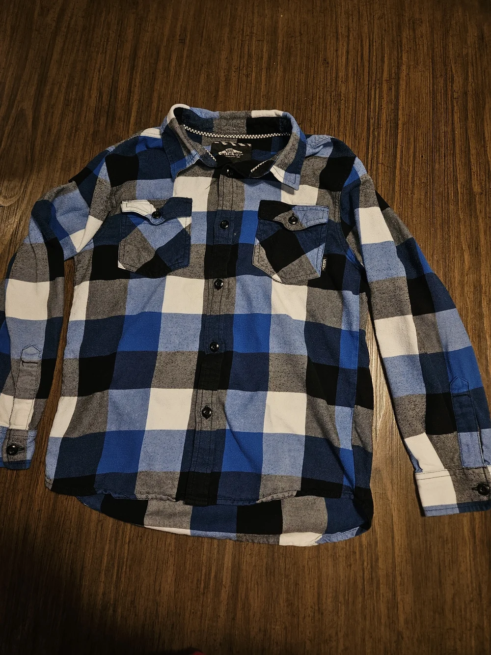Vans Blue Black White Plaid Button-Up Shirt